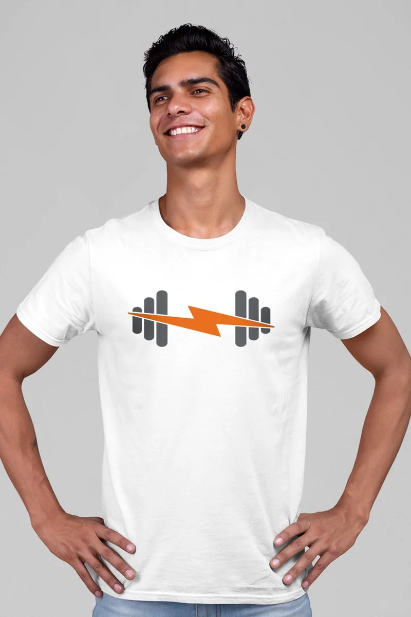 روك اند رول Lightning Sports White Short Sleeve Men's T-Shirt