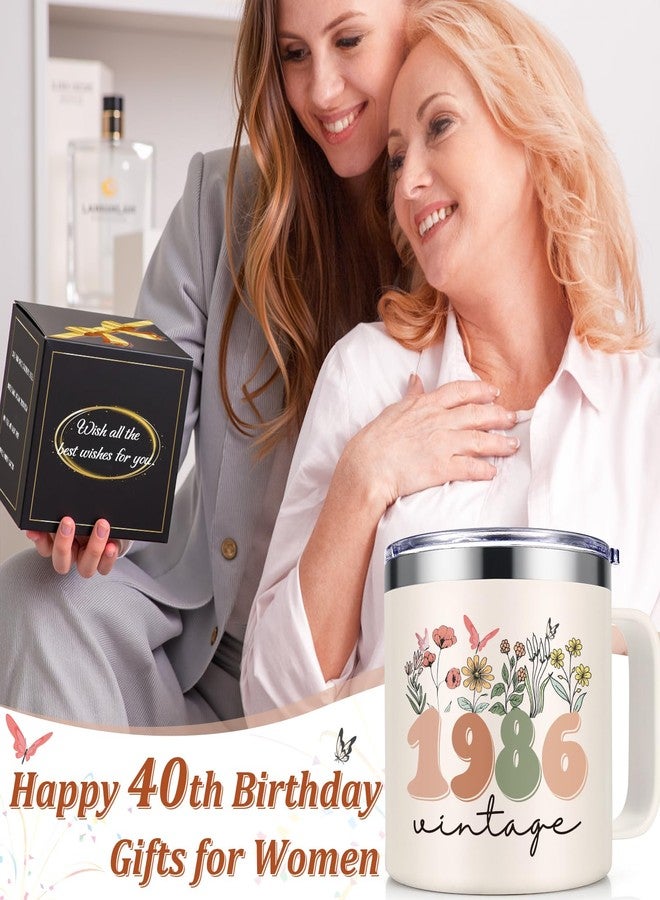 Lifecapido 40th Birthday Gifts Women, Vintage 1986 14oz Insulated Mug with Birthday Card, Birthday Presents for Women, 40th Birthday Gift Ideas, 40 Year Old Birthday Gifts for Women Mom Sister Friend - Image 2