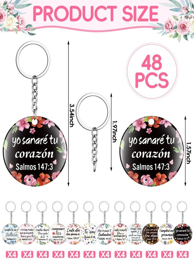 سوريو سلسلة مفاتيح مسيحية إسبانية من Sureio، 48 قطعة، هدايا من آيات الكتاب المقدس، سلسلة مفاتيح ملهمة دينية للنساء (زهرية) - Image 2