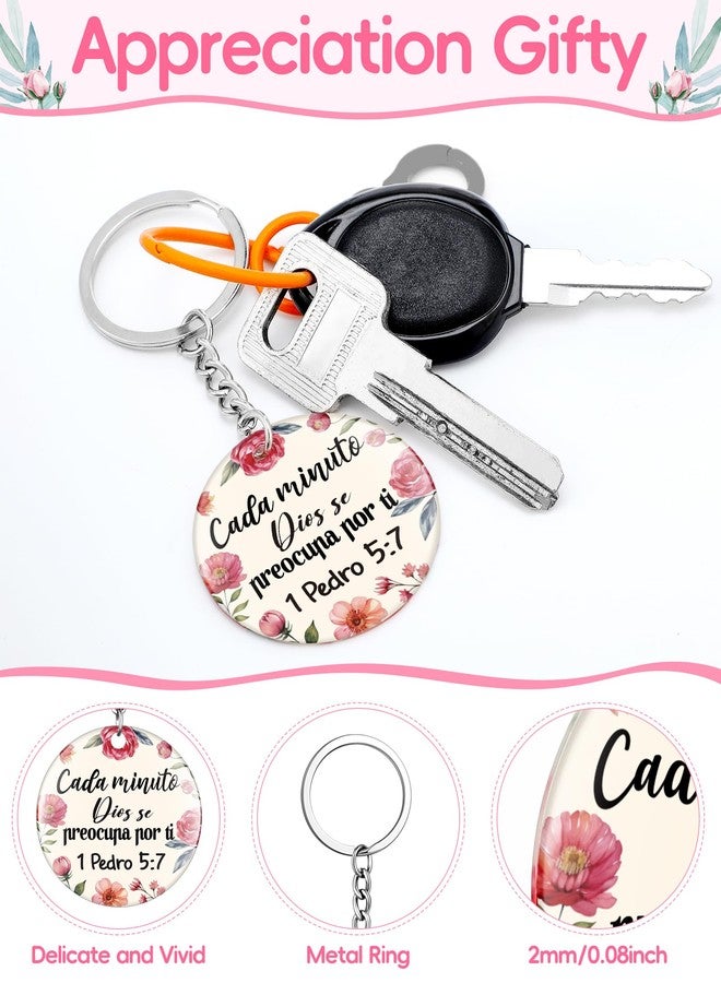 سوريو سلسلة مفاتيح مسيحية إسبانية من Sureio، 48 قطعة، هدايا من آيات الكتاب المقدس، سلسلة مفاتيح ملهمة دينية للنساء (زهرية) - Image 3