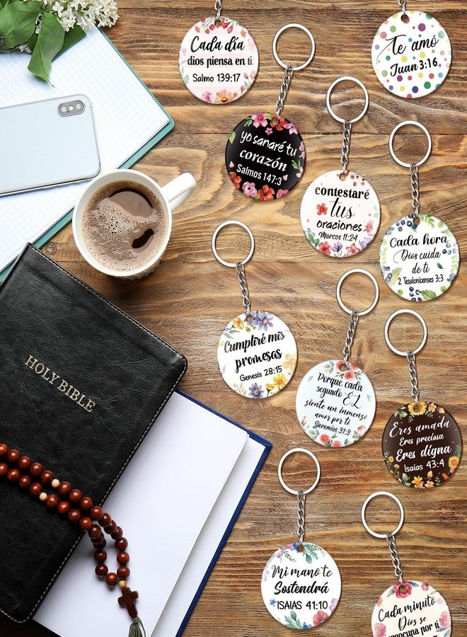 سوريو سلسلة مفاتيح مسيحية إسبانية من Sureio، 48 قطعة، هدايا من آيات الكتاب المقدس، سلسلة مفاتيح ملهمة دينية للنساء (زهرية) - Image 4