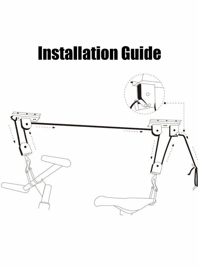 Heavy Duty Bicycle Hoist for Garage Storage, Ceiling Mounted Bike Lift with 30kg Capacity, Durable Steel Pulley Rack for Mountain and Road Bikes - Image 5