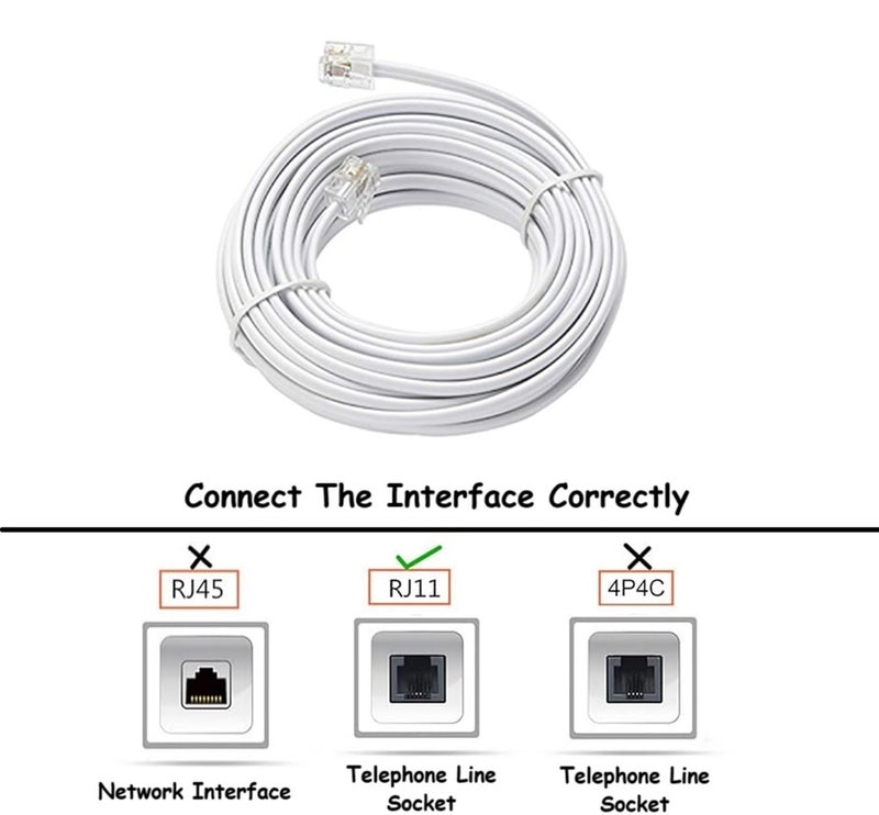 RIVER FOX ® THE PUJARA 5 Meter Telephone Landline Extension Cord Phone Cable White (Pack of 2PCS White) - Image 2