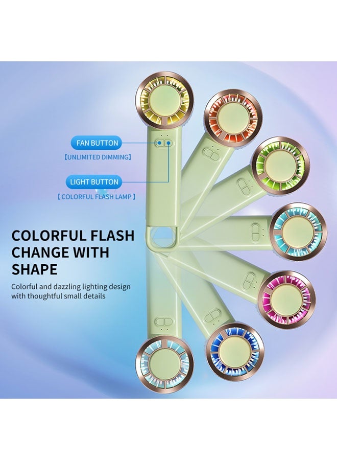 SJet Mini Handheld Fan, Colorful LED lighting design, 3 Speed Adjustable Wind Levels, Portable Mini Air Conditioner Fan (Mint green) - Image 4