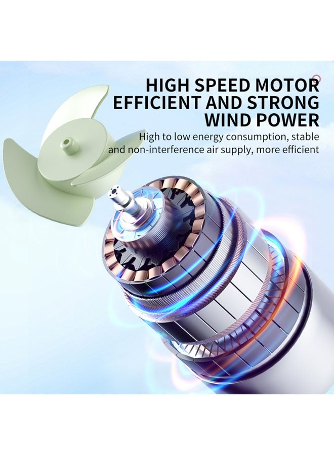 SJet Mini Handheld Fan, Colorful LED lighting design, 3 Speed Adjustable Wind Levels, Portable Mini Air Conditioner Fan (Mint green) - Image 3
