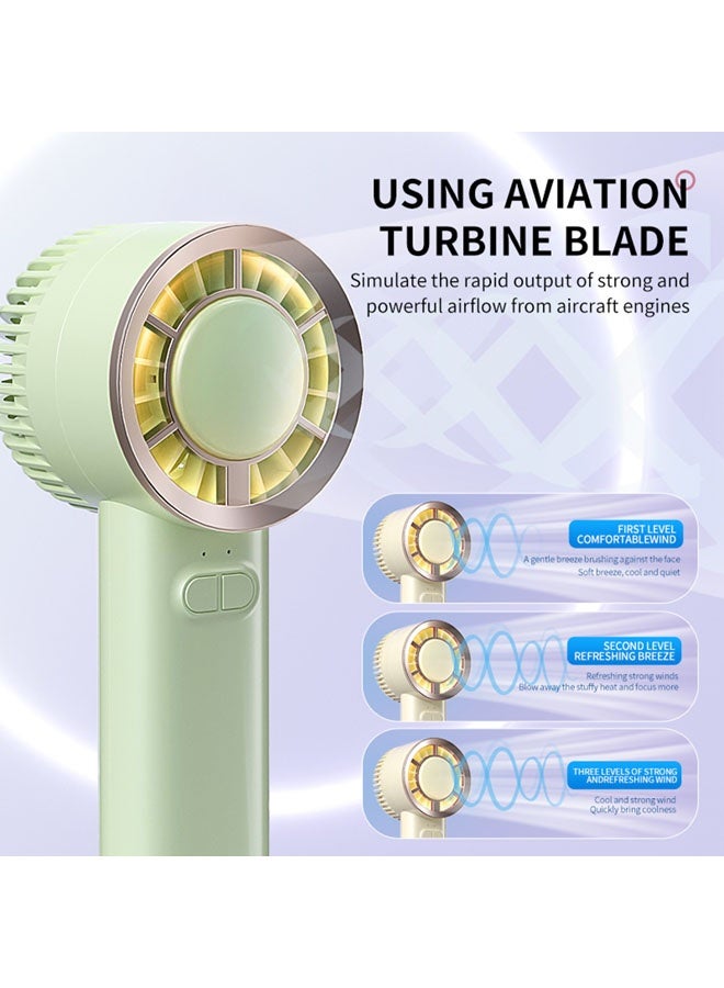 SJet Mini Handheld Fan, Colorful LED lighting design, 3 Speed Adjustable Wind Levels, Portable Mini Air Conditioner Fan (Mint green) - Image 2