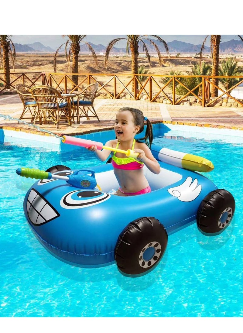 Car Shaped Baby Float Swimming Pool Toddler Floaties Inflatable Outdoor Swimming Ring Seat with Inflatable Canopy Shark Infant Pool Float  - Image 3