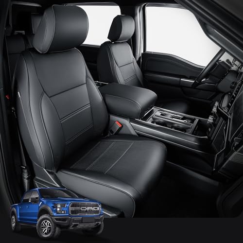 DrCarNow Super Cover® for Ford F150 Seat Covers,2015-2023 2024 2025 Seat Covers for F150 Accessories,1st Row Bucket Seat SuperCrew/CrewCab(XL,XLT) - Black - Image 1