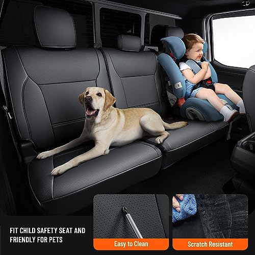 DrCarNow Super Cover® for Ford F150 Seat Covers,2015-2023 2024 2025 Seat Covers for F150 Accessories,1st Row Bucket Seat SuperCrew/CrewCab(XL,XLT) - Black - Image 3