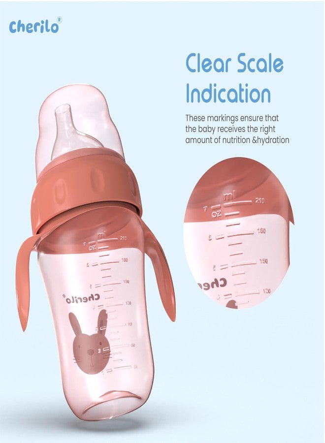 Cherilo زجاجة شرب للأطفال من شيريلو بتصميم الأرنب الصغير، مانعة للانسكاب، مناسبة للأطفال من عمر 6 إلى 12 شهرًا، مزودة بفوهة وماصة من السيليكون ومقبض، غير سامة، خالية من مادة BPA، لون وردي، سعة 210 مل، مناسبة للأطفال من عمر 6 أشهر فما فوق. - Image 5