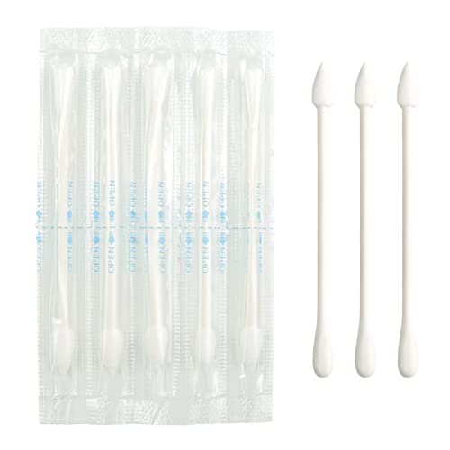 Sppry Cotton Swabs  Individually Wrapped Double Tipped Paper Sticks for Ear Makeup 100 Count White RoundPointed End