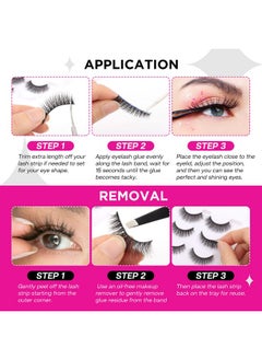 Calailis False Eyelash, Eye Makeup Lash 3D Faux Mink Fake Eyelash Long Natural Eyelashes 3 Pairs With 5G False Eyelash Glue (Cs02)  - Image 5