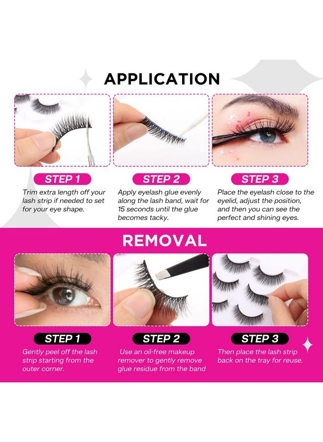 Calailis - False Eyelash, Eye Makeup Lash 3D Faux Mink Fake Eyelash Long Natural Eyelashes 3 Pairs With 5G False Eyelash Glue (Cs02) - Image 1