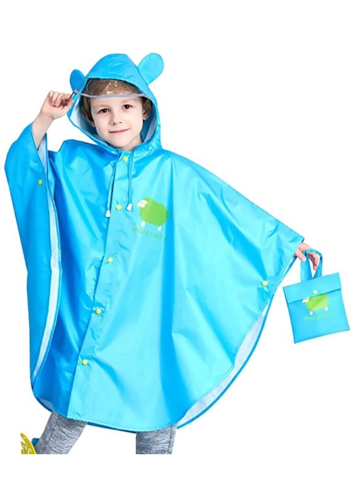 Excefore Kids Rain Poncho, Cartoon Hooded Raincoat Jacket Lightweight Schoolbag Waterproof Hoodie Coat Toddler Baby Boys Girls Cape for Sports Riding Camping Traveling Outdoors - Image 1