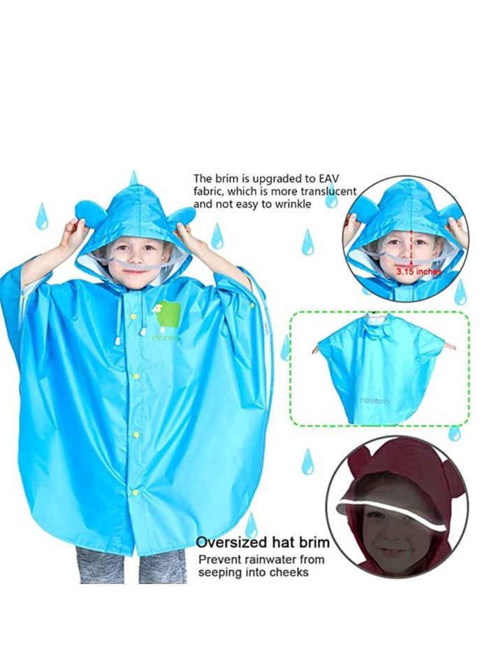 Excefore Kids Rain Poncho, Cartoon Hooded Raincoat Jacket Lightweight Schoolbag Waterproof Hoodie Coat Toddler Baby Boys Girls Cape for Sports Riding Camping Traveling Outdoors - Image 3