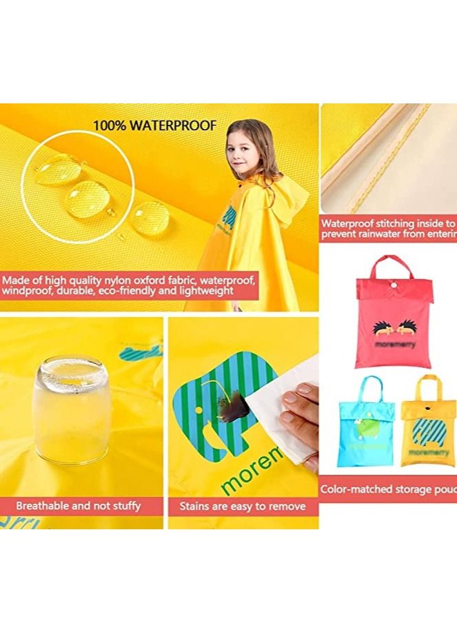 Excefore Kids Rain Poncho, Cartoon Hooded Raincoat Jacket Lightweight Schoolbag Waterproof Hoodie Coat Toddler Baby Boys Girls Cape for Sports Riding Camping Traveling Outdoors - Image 4