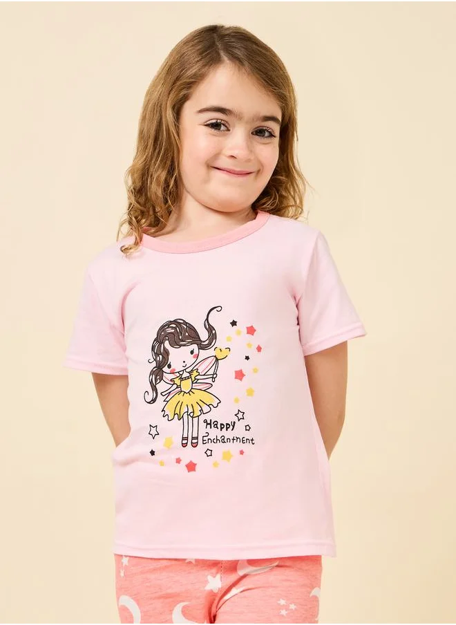 Styli Graphic Printed T-Shirt & Pyjama Set