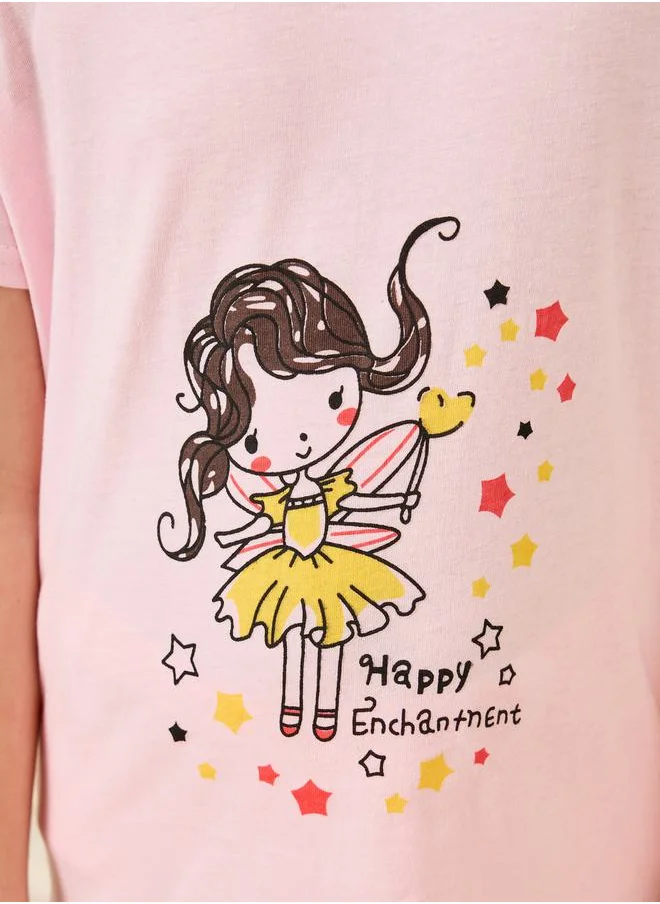 Styli Graphic Printed T-Shirt & Pyjama Set