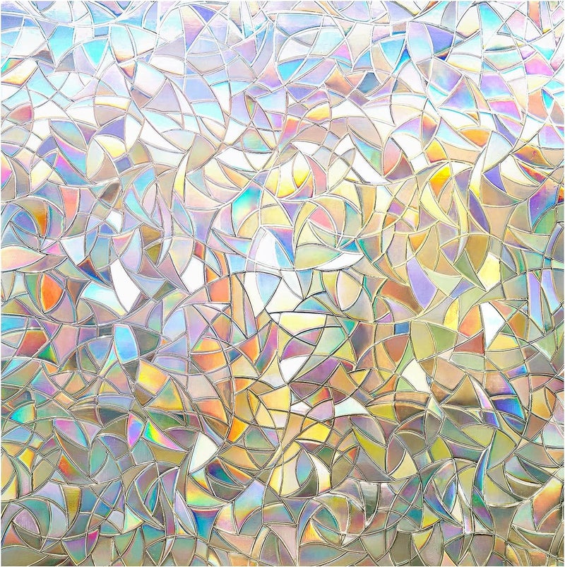 Elton 3D Window Privacy Film, Rainbow, 3D Decorative Window Vinyl, Stained Glass Decals, Static Cling Window Sticker Non-Adhesive - 16X48 Inch - Image 1