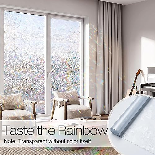 Elton 3D Window Privacy Film, Rainbow, 3D Decorative Window Vinyl, Stained Glass Decals, Static Cling Window Sticker Non-Adhesive - 16X48 Inch - Image 2