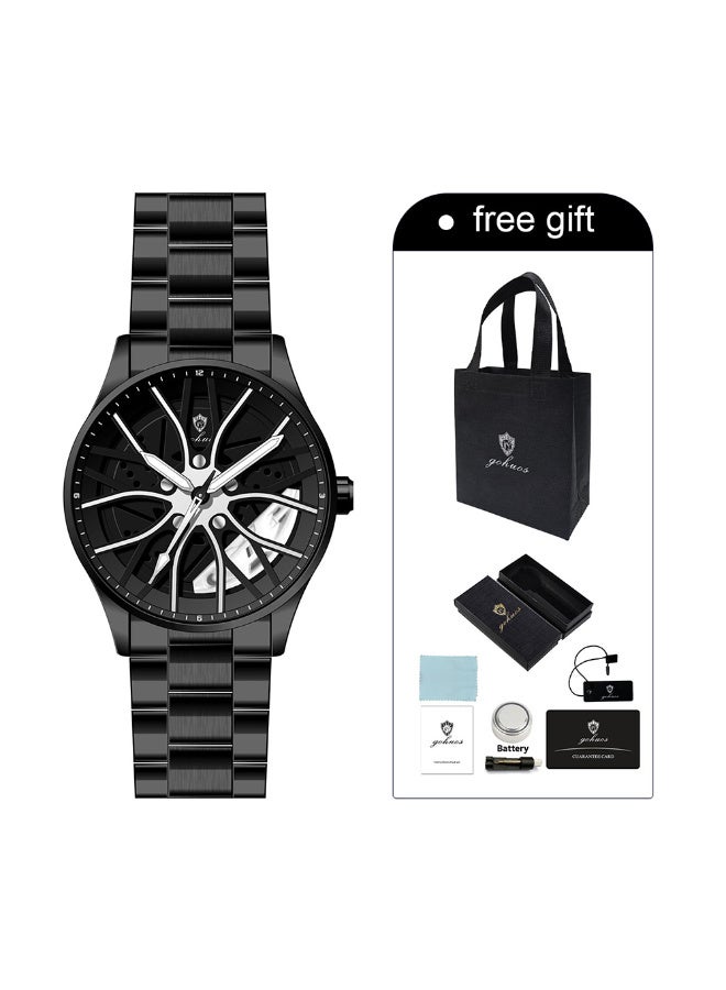 GOHUOS Men's Casual New Wheels Rolling Creative Fashion Waterproof Stainless Steel Band Quartz Watches Car Watches Gifts for Men  - 42mm - Image 2