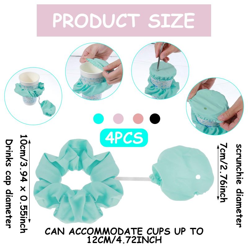 Drink Cover 4-Pack Silicone Scrunchie-Style Cup Protector - Spill Insect Dust Resistant Cup Bracelet for Party Bar Outdoor Gathering Crowded Settings Gift Recipients - Image 2