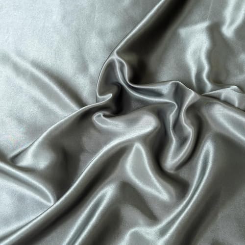 Filloxy Plain Silky Shine Satin Fabric Material for Fashion Design Stitching Multiple Use Includes Dress, Pillow Cover, Designer Cloths, Home Decor Material - 44" Hight (Grey, 1 Meter) - Image 3