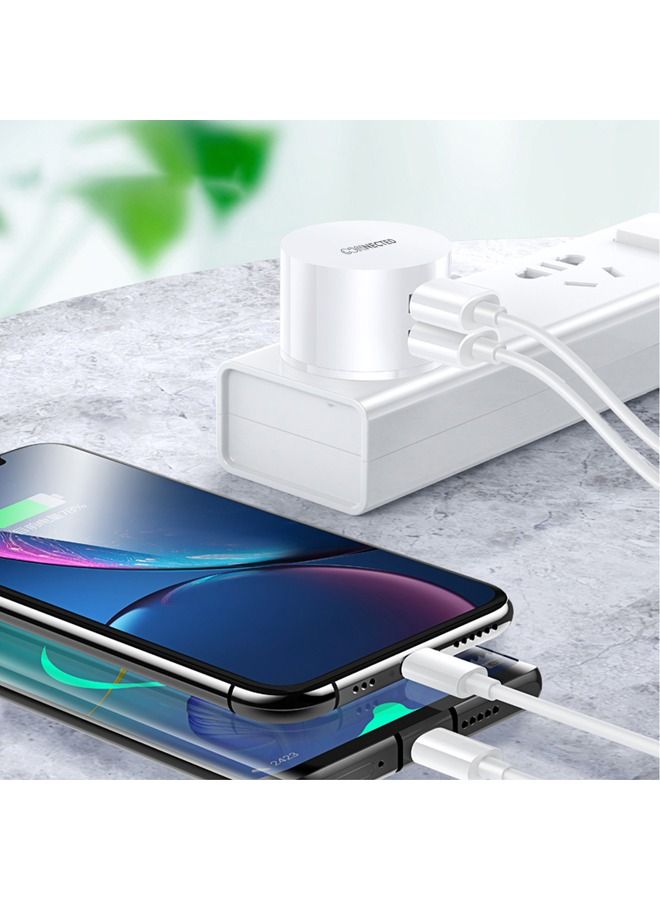 Connected Wall Charger With 3 In 1 Data Sync Charging Cable White - Image 4