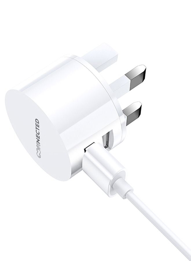 Connected Wall Charger With 3 In 1 Data Sync Charging Cable White - Image 2