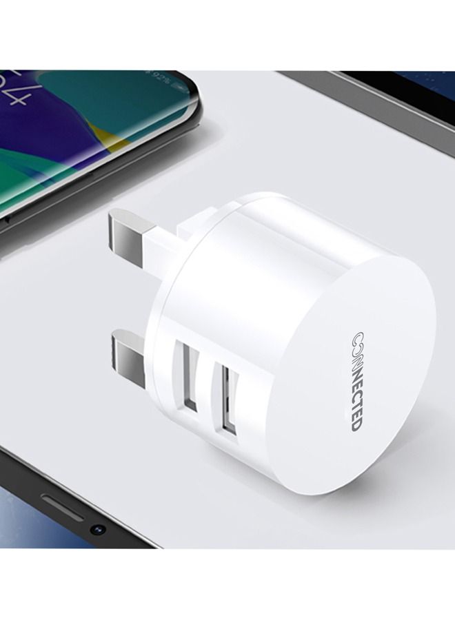 Connected Wall Charger With 3 In 1 Data Sync Charging Cable White - Image 3
