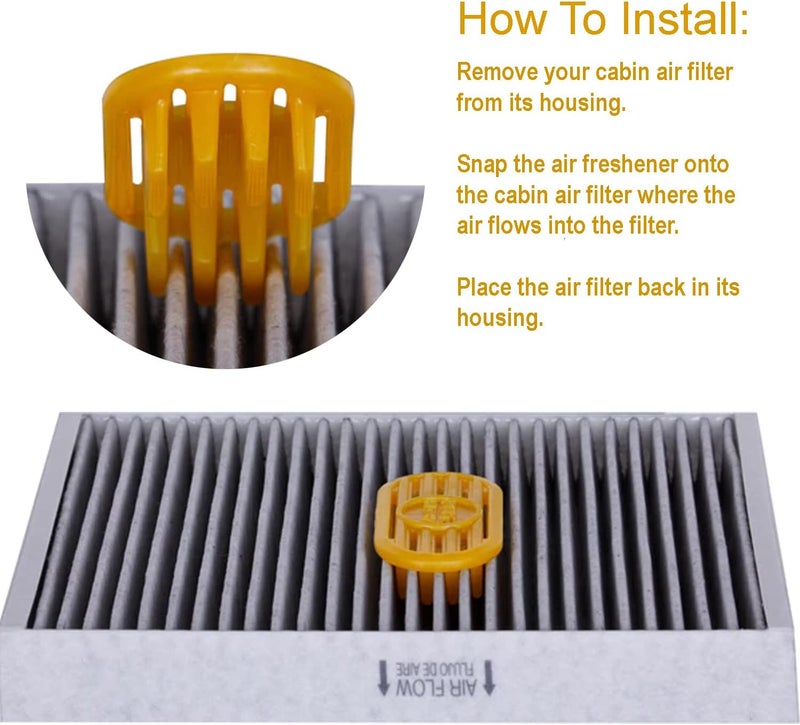 Pureflow Cabin Filter Air Freshener with Odor Eliminator - Fits on Most Car, Truck, and SUV Cabin Air Filters - Vanilla Orchid (Pack of 2) - Image 3