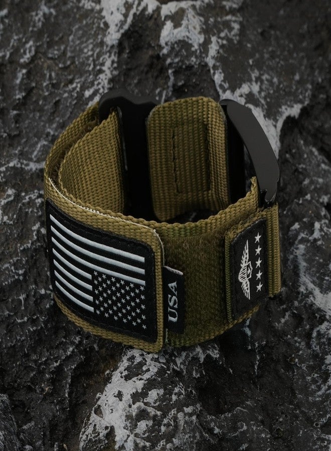 Abanen Rugged Nylon Sport Wristband with Alloy Bumper Compatible with Whoop 4.0, Sport Strap with Stars-Stripes Flag for Whoop 4.0 Band (Moss Green) - Image 5