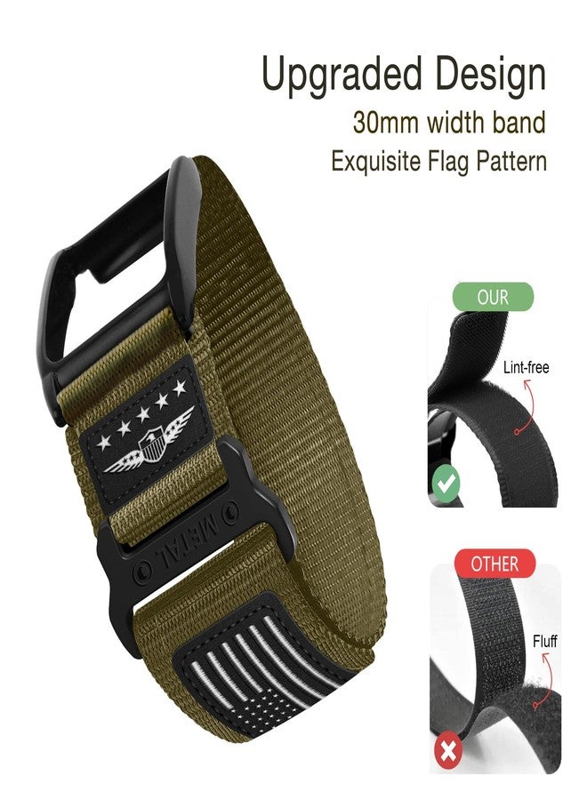 Abanen Rugged Nylon Sport Wristband with Alloy Bumper Compatible with Whoop 4.0, Sport Strap with Stars-Stripes Flag for Whoop 4.0 Band (Moss Green) - Image 2