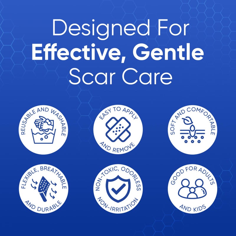 Aroamas Scar Silicone Scar Tape - Medical-Grade Silicone Scar Sheets to Help Improve The Appearance of Scars and Scratch Marks, Reusable for Face & Body [3" x 1.57", 8 Sheets] - Image 4