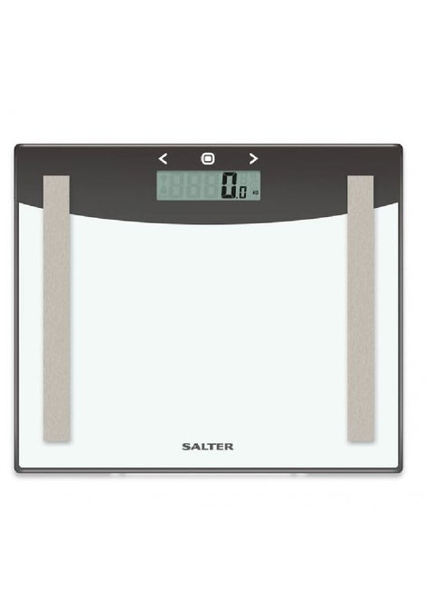 SALTER Digital Body Scale Analyzer Measures Body Fat Water and Bone Mass Memory for 8 Users LCD Display 180 kg Capacity Silver/Black ( 9137SVWH3R )