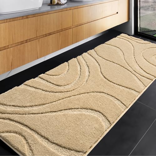 DEXDE Bathroom Rugs Runner 24 x 72 Inch, Extra Long Bathroom Rug Non-Slip Machine Washable Bath Mats Grey Silver Soft Carpets for Floor, Tub and Shower, Home Decor Accessories - Image 1