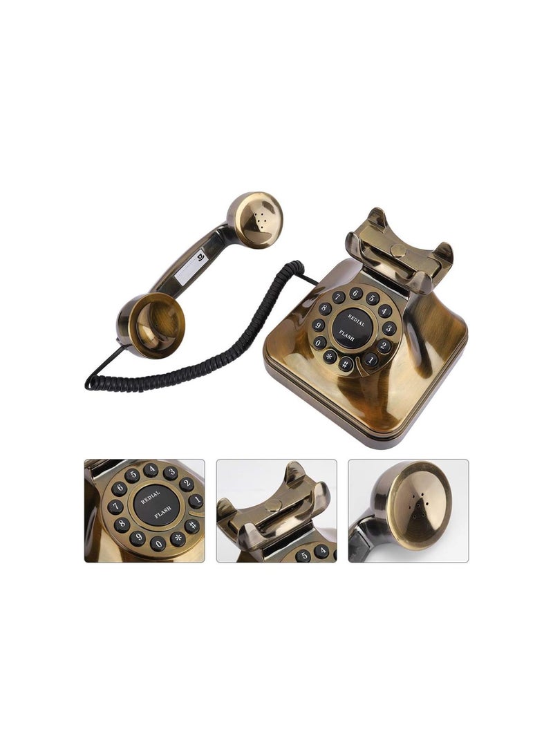 Wx 3011 Antique Bronze Telephone, Noise Reduction Royal Victoria Vintage Landline Phone Desktop Caller Home Office Rotary Dial Phone Handset Turntable Landline - Image 2