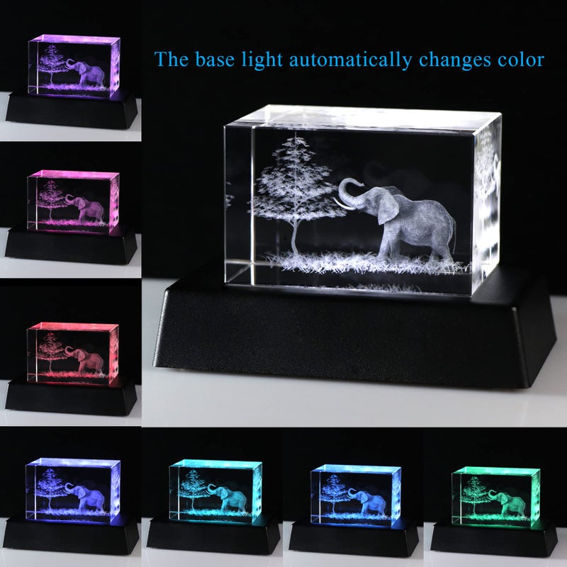 Qianwei 3D Crystal Elephant Decor Stuff Figurines Statue Gift for Elephant Lovers, Mother Day Birthday Gifts for Mom Mother Mama from Daughter Son - Image 2