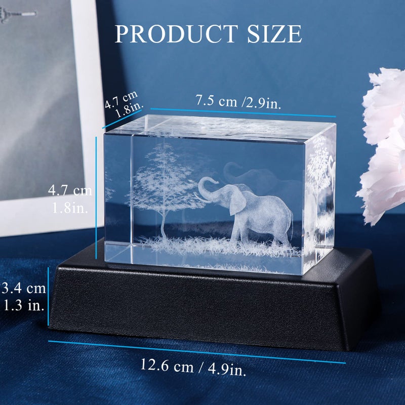 Qianwei 3D Crystal Elephant Decor Stuff Figurines Statue Gift for Elephant Lovers, Mother Day Birthday Gifts for Mom Mother Mama from Daughter Son - Image 5