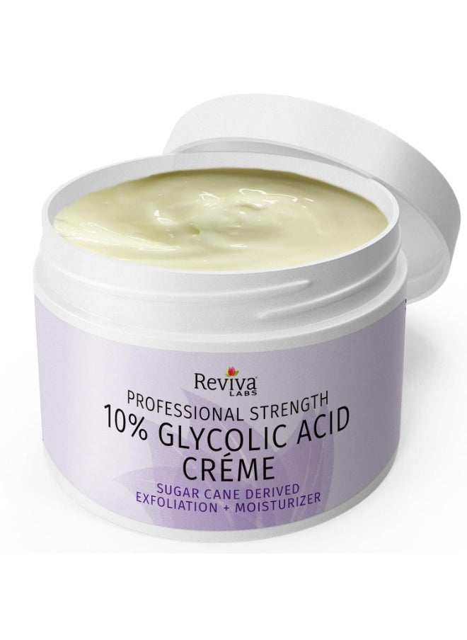 Reviva Labs Reviva Labs 10% Glycolic Acid Creme Daily Moisturizer and Mild Exfoliant - Natural Sugar Cane Derived Alpha Hydroxy Acid Face Cream, Acido Glicolico Crema  - Image 2