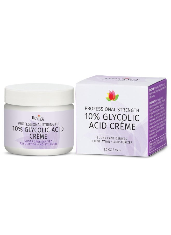 Reviva Labs Reviva Labs 10% Glycolic Acid Creme Daily Moisturizer and Mild Exfoliant - Natural Sugar Cane Derived Alpha Hydroxy Acid Face Cream, Acido Glicolico Crema  - Image 1