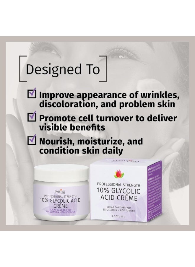 Reviva Labs Reviva Labs 10% Glycolic Acid Creme Daily Moisturizer and Mild Exfoliant - Natural Sugar Cane Derived Alpha Hydroxy Acid Face Cream, Acido Glicolico Crema  - Image 4