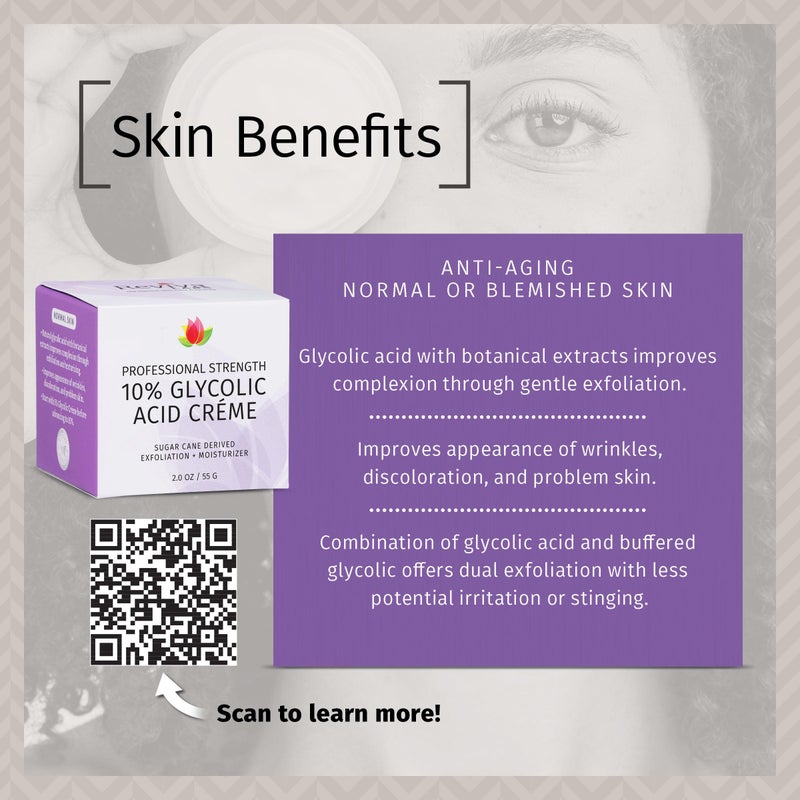 Reviva Labs 10% Glycolic Acid Creme Daily Moisturizer and Mild Exfoliant - Natural Sugar Cane Derived Alpha Hydroxy Acid Face Cream, Acido Glicolico Crema - Image 5