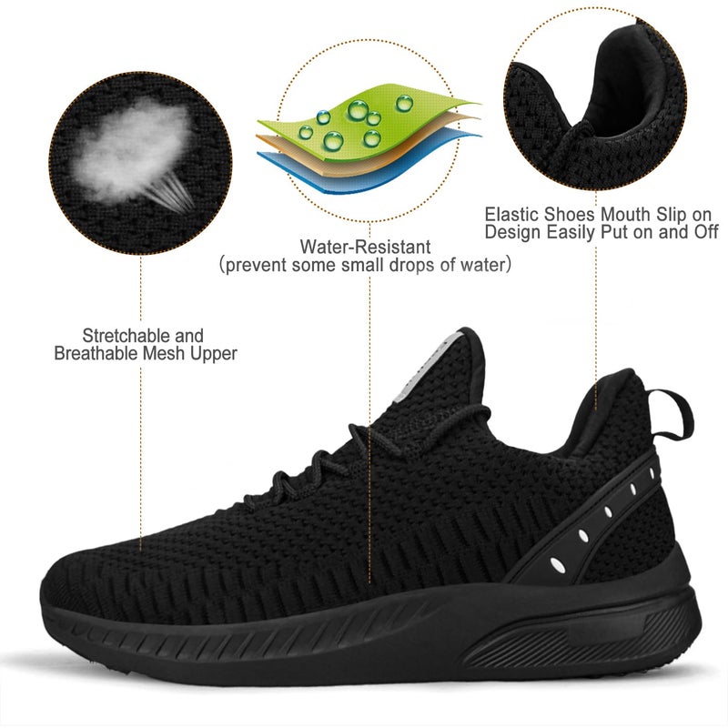 Feethit Women Tennis Running Shoes Walking Shoes Lightweight Casual Sneakers for Travel Gym Work Woman Waitress Nurse All Black 8 - Image 3
