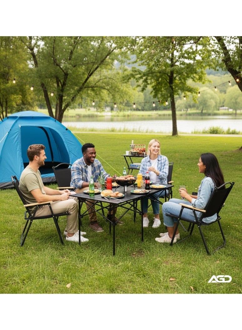 AGD Camping Set Consisting of a Table and 4 Chairs, Foldable, Ideal for Picnics and Outdoor Activities, black - Image 2