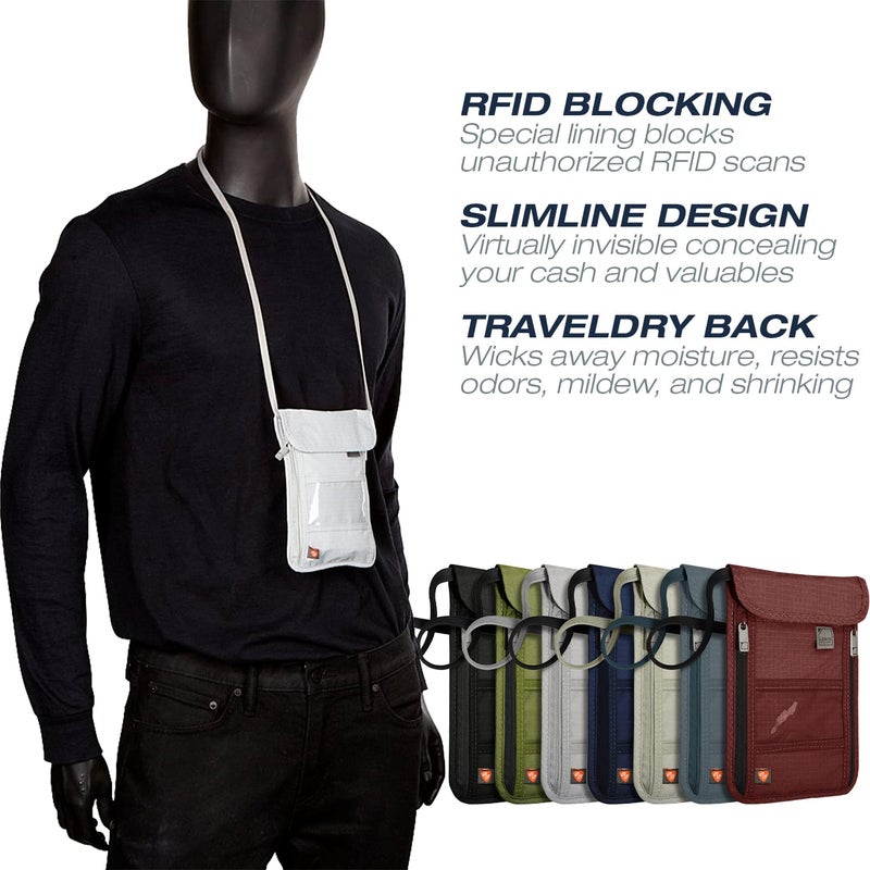 Lewis N. Clark Lewis N. Clark RFID Blocking Stash Neck Wallet, Travel Pouch + Passport Holder for Women & Men, Taupe, One Size  - Image 2