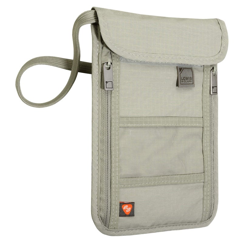 Lewis N. Clark Lewis N. Clark RFID Blocking Stash Neck Wallet, Travel Pouch + Passport Holder for Women & Men, Taupe, One Size  - Image 1