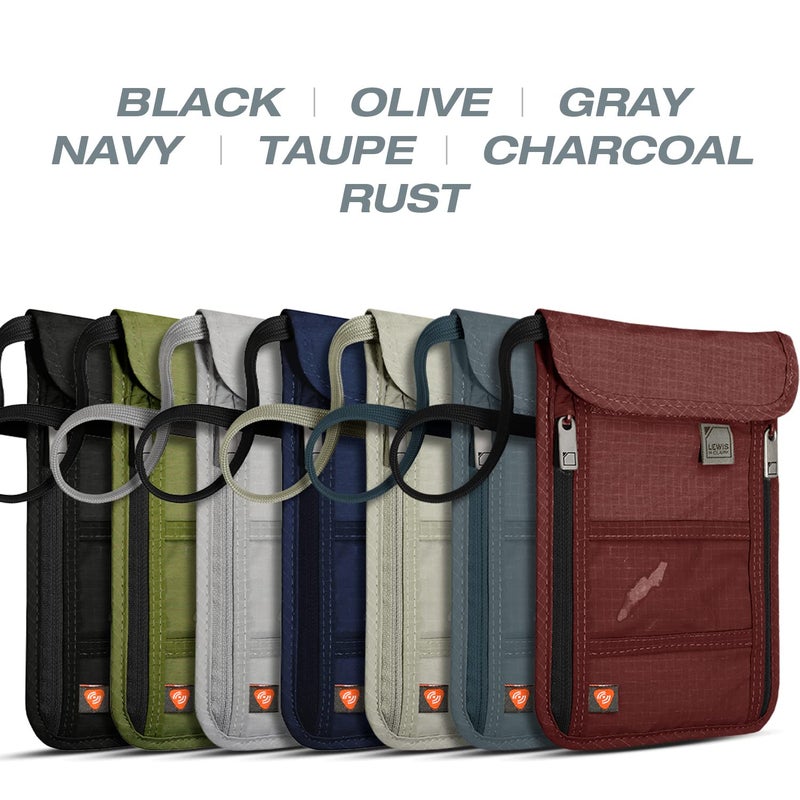 Lewis N. Clark Lewis N. Clark RFID Blocking Stash Neck Wallet, Travel Pouch + Passport Holder for Women & Men, Taupe, One Size  - Image 4
