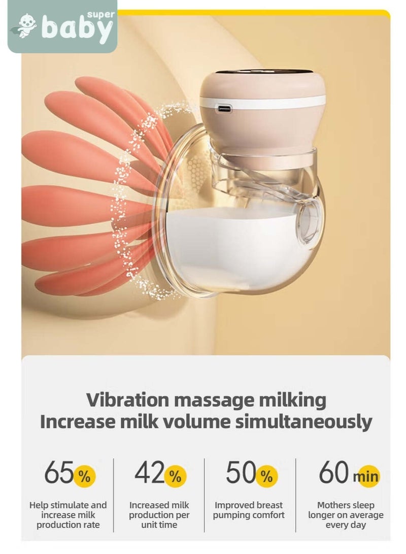 سوبر بيبي مضخة ثدي كهربائية يمكن ارتداؤها بدون استخدام اليدين مع 30 قطعة من أكياس تخزين حليب الثدي، منخفضة الضوضاء وغير مؤلمة، مع شاشة LCD، مجهزة بـ 3 أوضاع و9 تروس - Image 3
