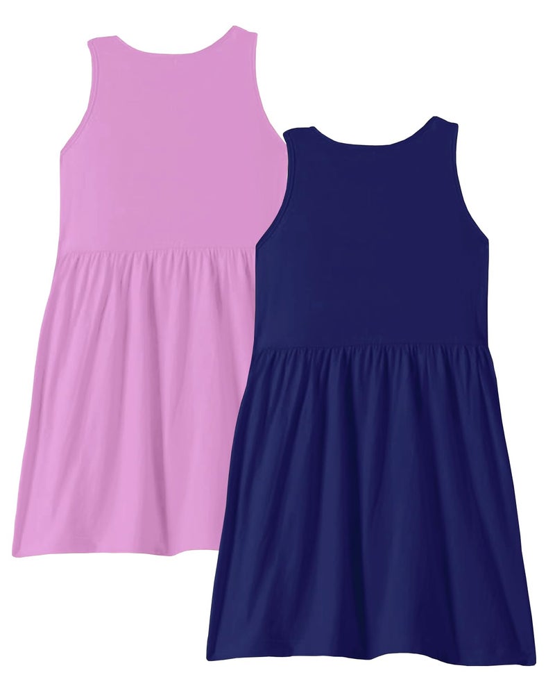 Kuchipoo Girls Regular Fit Cotton Frocks (KUC-DRS-106, 7-8 Years, Multi-Colored) - Pack of 2 - Image 2